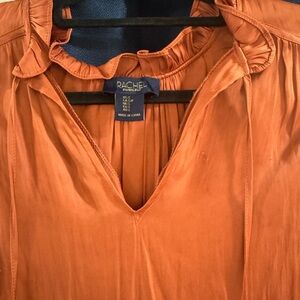 Rachel Rust Ruffled V-Neck Women's Blouse